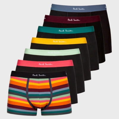 PAUL SMITH ORGANIC-COTTON 'ARTIST STRIPE' MIXED BOXER BRIEFS SEVEN PACK BLACK