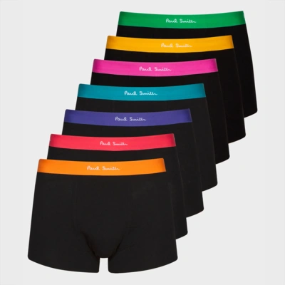 Paul Smith Seven-pack Stretch Organic Cotton-jersey Boxer Briefs In Black