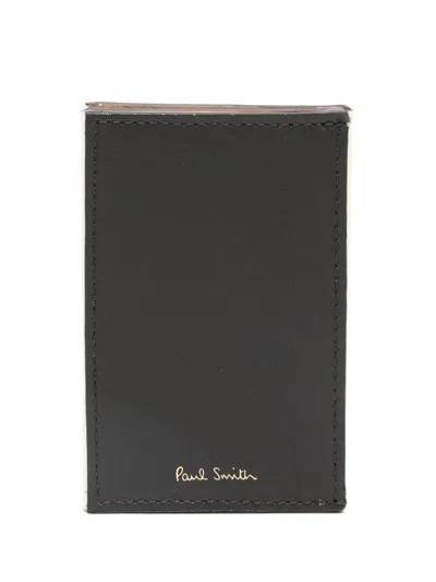 Paul Smith Black Signature Stripe Interior Credit Card Wallet In 79 Blacks
