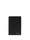 Paul Smith Signature Stripe-print Leather Cardholder In Black