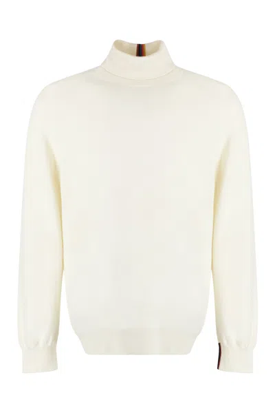 PAUL SMITH MEN'S WHITE CASHMERE TURTLENECK SWEATER FOR FW23