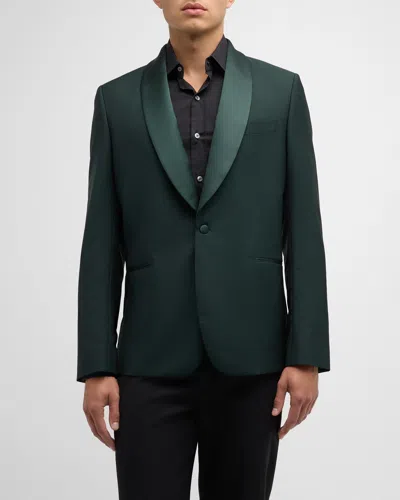 Paul Smith Men's Wool And Mohair Shawl-collar Evening Jacket In Dark Green