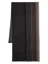 Paul Smith Wool-silk Signature Stripe Scarf In Black