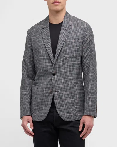 Paul Smith Men's Wool Windowpane Check Sport Jacket In Grey/pink