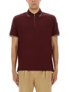 Paul Smith Signature Stripe Trim Zip Polo Shirt In Brown