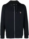 Paul Smith Full Zip Hooded Sweatshirt With Embroidered Detail In Black