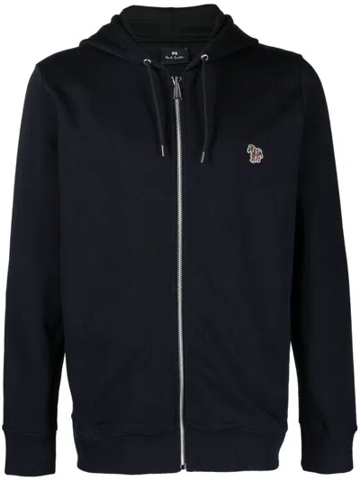 PAUL SMITH MEN'S ZIP-UP HOODIE SWEATER WITH EMBROIDERED LOGO