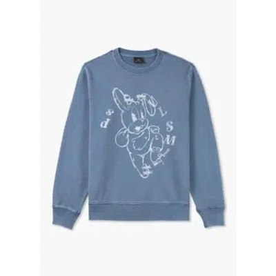 Paul Smith Mens Acid Wash Bunny Print Sweatshirt In Blue