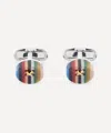 Paul Smith Artist Stripe Button Cufflinks In Multicolour