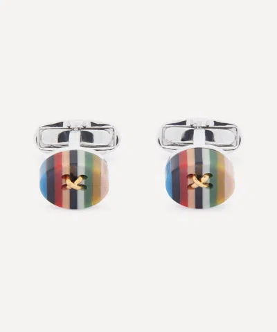 Paul Smith Artist Stripe Button Cufflinks In Multicolour