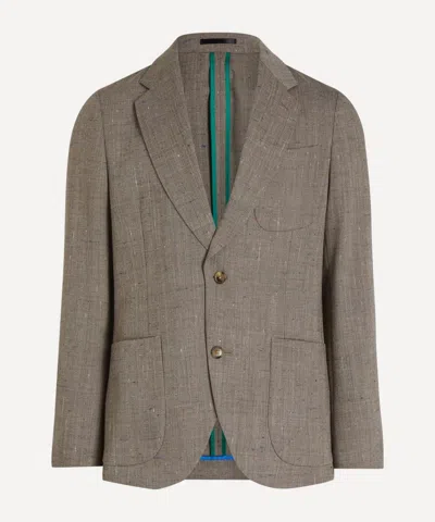 Paul Smith Mens Beige Flecked Wool-viscose Single-breasted Blazer In Brown