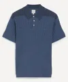 Paul Smith Mens Blue Rib-knit Polo Shirt