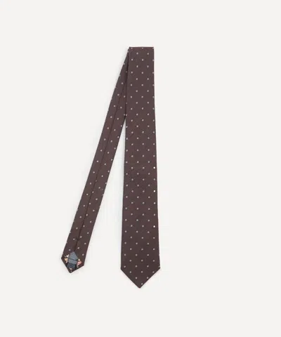 Paul Smith Mens Brown Polka Dot Silk And Wool-blend Tie