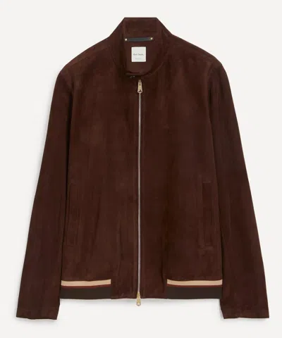 Paul Smith Mens Burgundy Suede Jacket In Red