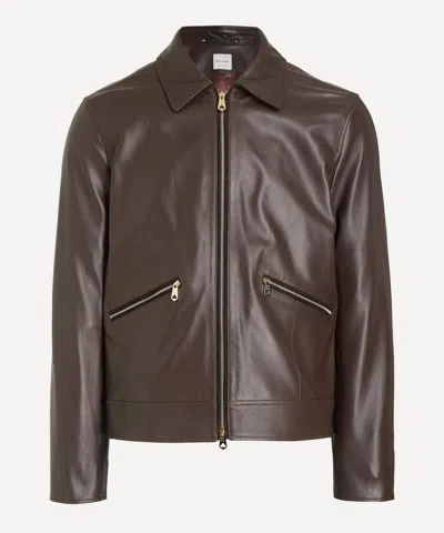 Paul Smith Mens Chocolate Brown Nappa Leather Jacket