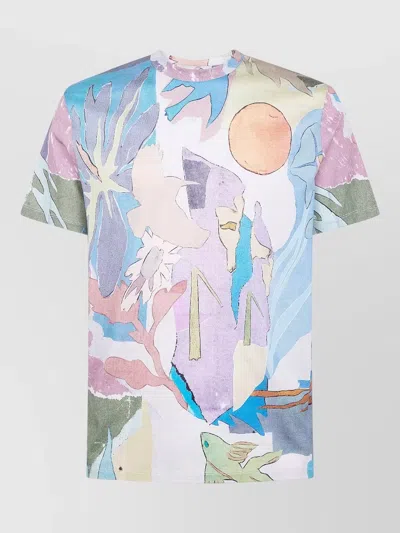 Paul Smith Mens Collage Graphic Print Round Neck T Shirt In Multi