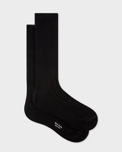 Paul Smith Mens Cotton Blend Ribbed Socks In Black