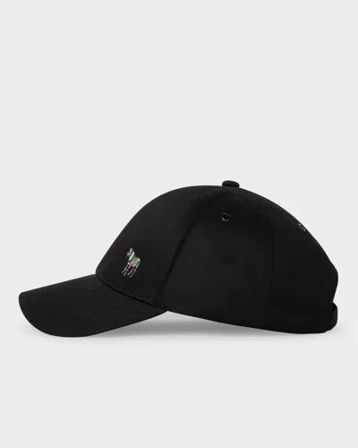 Paul Smith Mens Cotton Zebra Logo Baseball Cap In Black