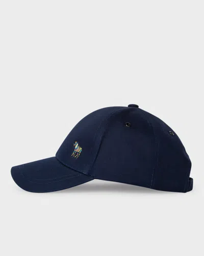 Paul Smith Mens Cotton Zebra Logo Baseball Cap In Blue