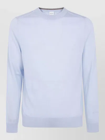 Paul Smith Mens Crew Neck Knit Sweater Ribbed In Blue
