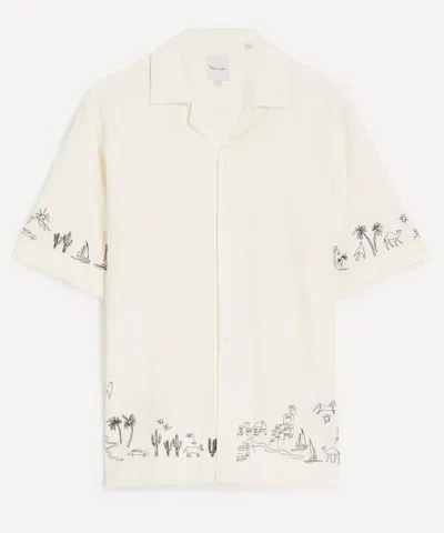 Paul Smith Mens Short Sleeves Regular Fit Shirt With Embroideredy In Neutral