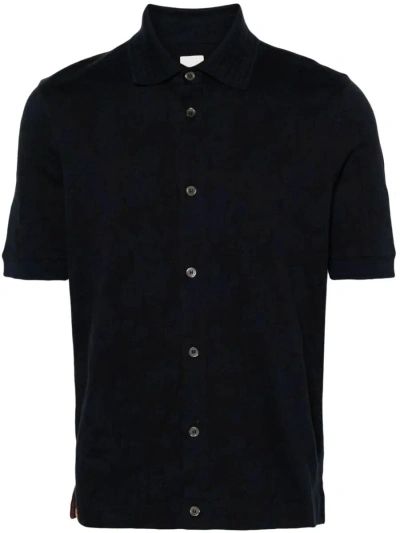 Paul Smith Floral-jacquard Cotton Shirt In Blue