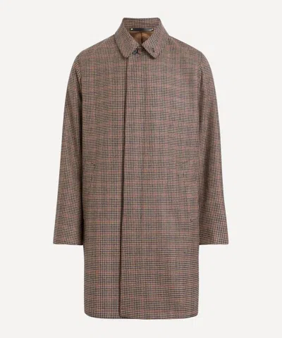 Paul Smith Mens Houndstooth Wool Tweed Overcoat