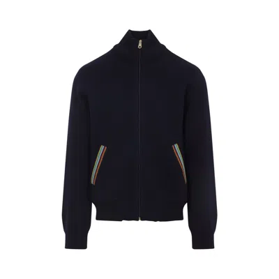 Paul Smith Blue High-neck Zip Up Sweatshirt