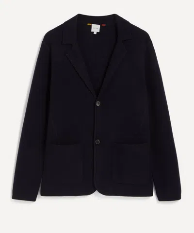 Paul Smith Mens Knitted Merino Wool Jacket In Blue