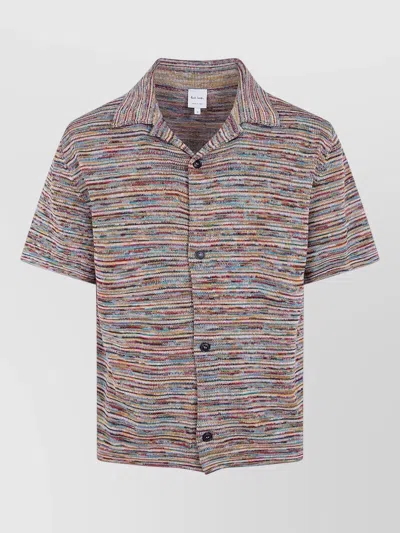 Paul Smith Mens Knitted Shirt Short Sleeves Collar In Multi