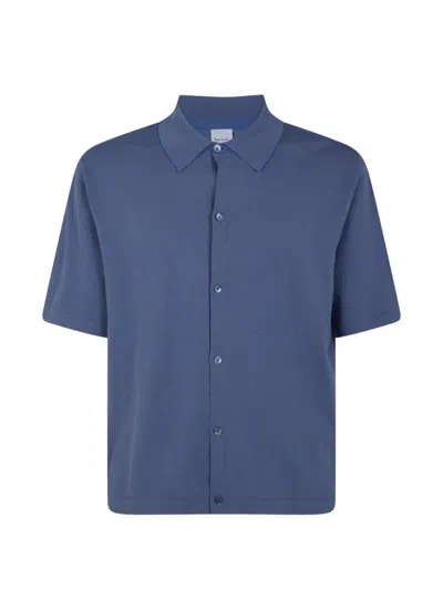 Paul Smith Mens Knitted Short Sleeves Shirt In Blue