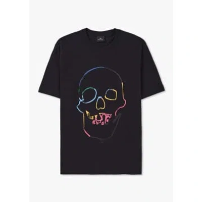 Paul Smith Mens Linear Skull Print T-shirt In Black