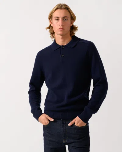 Paul Smith Mens Long Sleeve Plain Polo Sweater In Blue