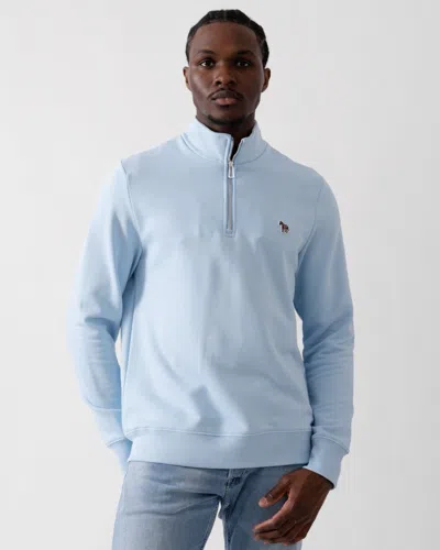 Paul Smith Mens Long Sleeve Regular Fit Half Zip Zebra Logo Sweatshirt In Blue