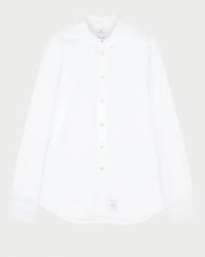 Paul Smith Mens Long Sleeve Tailored Fit Stitch Cuff Detail Shirt In White