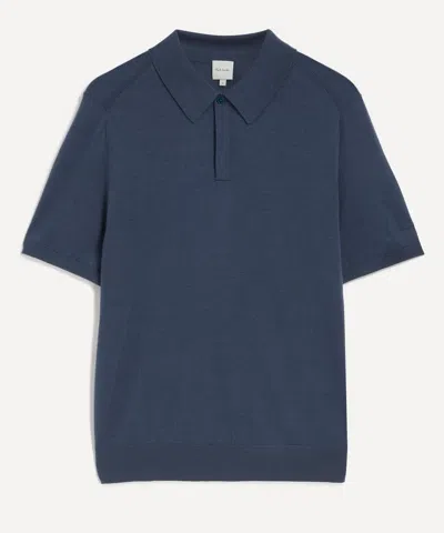 Paul Smith Mens Merino Wool Polo Shirt In Blue