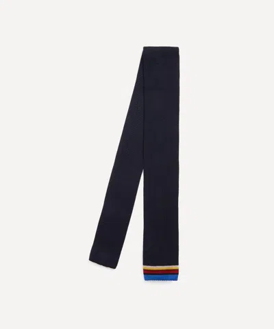 Paul Smith Mens Navy Knit Striped Tie In Blue