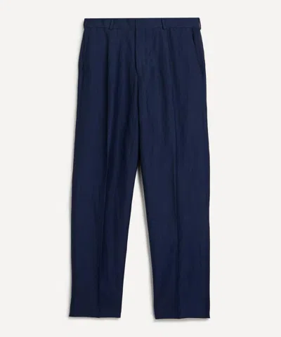 Paul Smith Mens Navy Linen-wool Chino Trousers