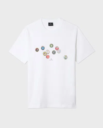 Paul Smith Mens Regular Fit Bottle Tops Graphic T-shirt In White