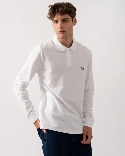 Paul Smith Mens Regular Fit Long Sleeve Classic Zebra Polo In White