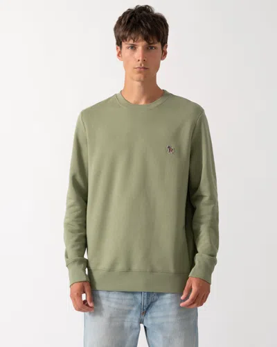 Paul Smith Mens Regular Fit Organic Cotton Zebra Logo Sweatshirt In Green