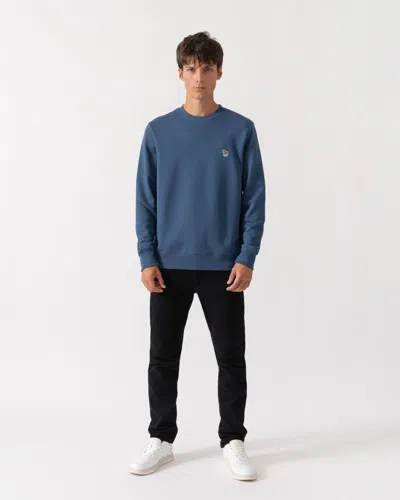 Paul Smith Mens Regular Fit Organic Cotton Zebra Logo Sweatshirt In 46d Indigo