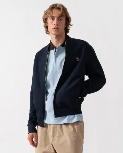 Paul Smith Mens Regular Fit Zebra Logo Zip Bomber Jacket In Blue