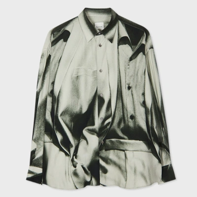 Paul Smith Grey Oversized Trompe L'oeil Print Shirt White