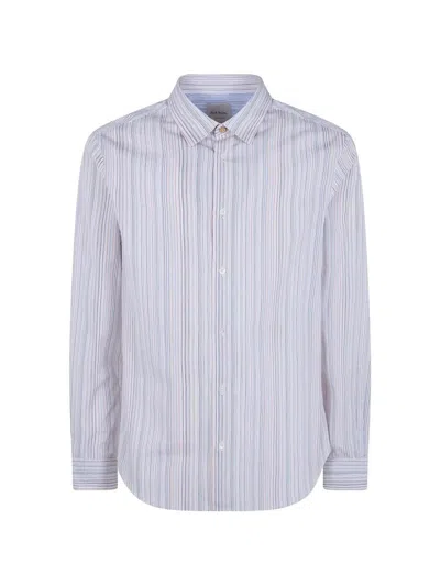 Paul Smith Mens Slim Fit Striped Shirt Buttondown Collar In Blue