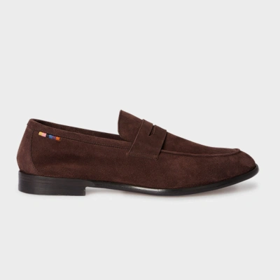 PAUL SMITH DARK BROWN SUEDE 'FIGARO' LOAFERS