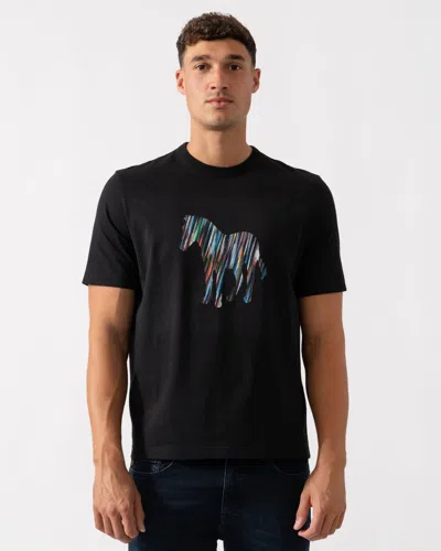 Paul Smith Mens Short Sleeve Zebra Col Stripe T-shirt In Black