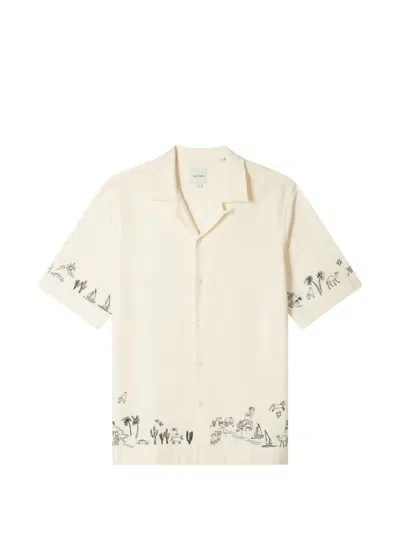 Paul Smith Mens Short Sleeves Regular Fit Shirt With Embroideredy In Neutral