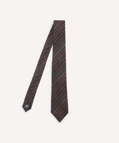 Paul Smith Mens Signature Stripe Houndstooth Silk-blend Tie In Multicolour