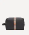 Paul Smith Black Cow Leather Wash Bag With Multicolor Stripes